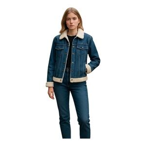 𝅺Urban Republic Oversized Sherpa-Lined Denim Jacket